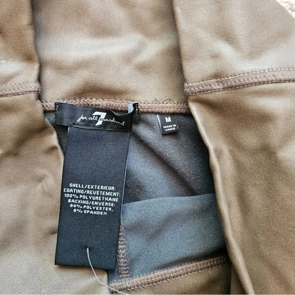 7 For  All Mankind Brown Faux Leather Fleece Lined Legging Pants -NWOT - Picture 5 of 5